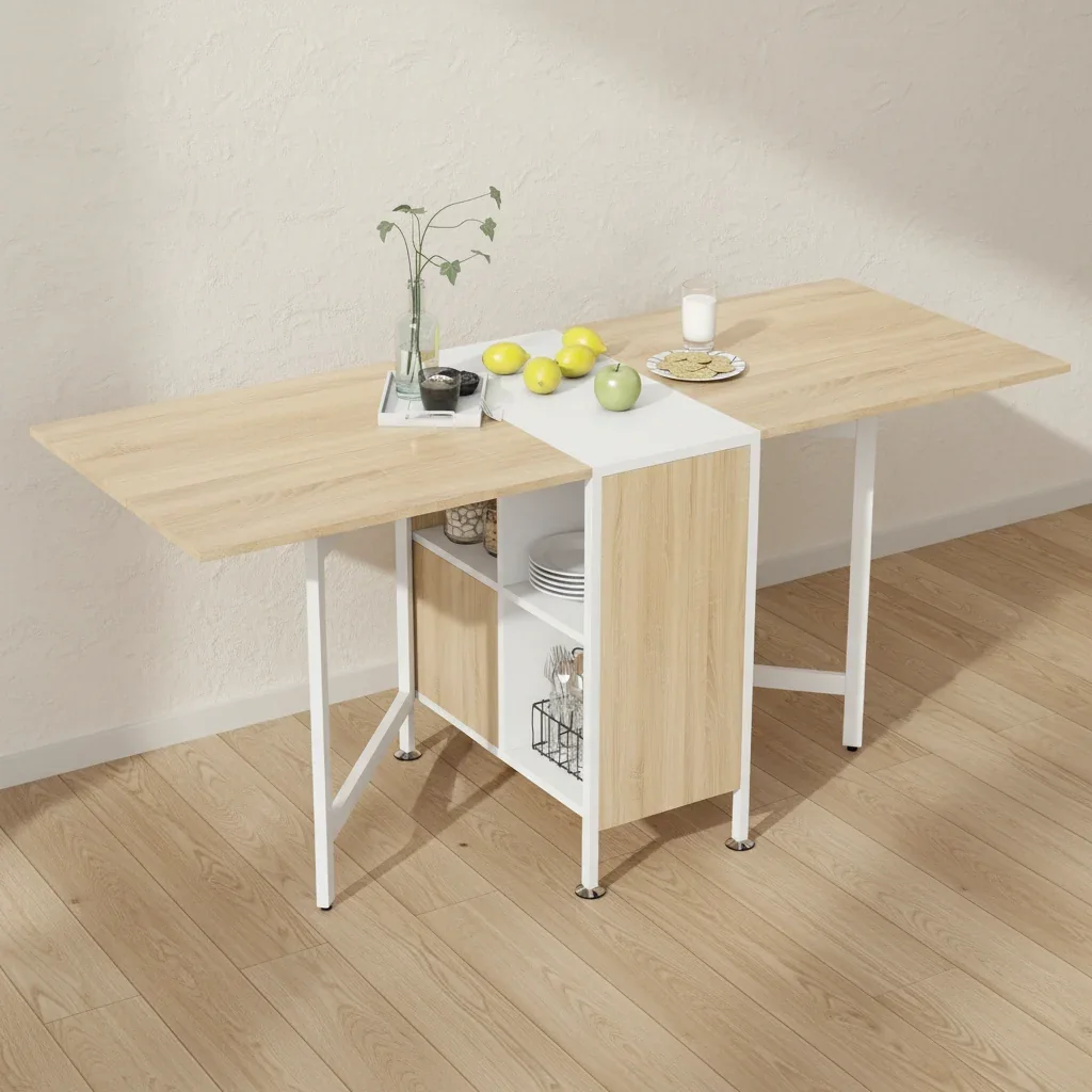 Mesa de jantar dobrável HOMCOM com abas rebatíveis