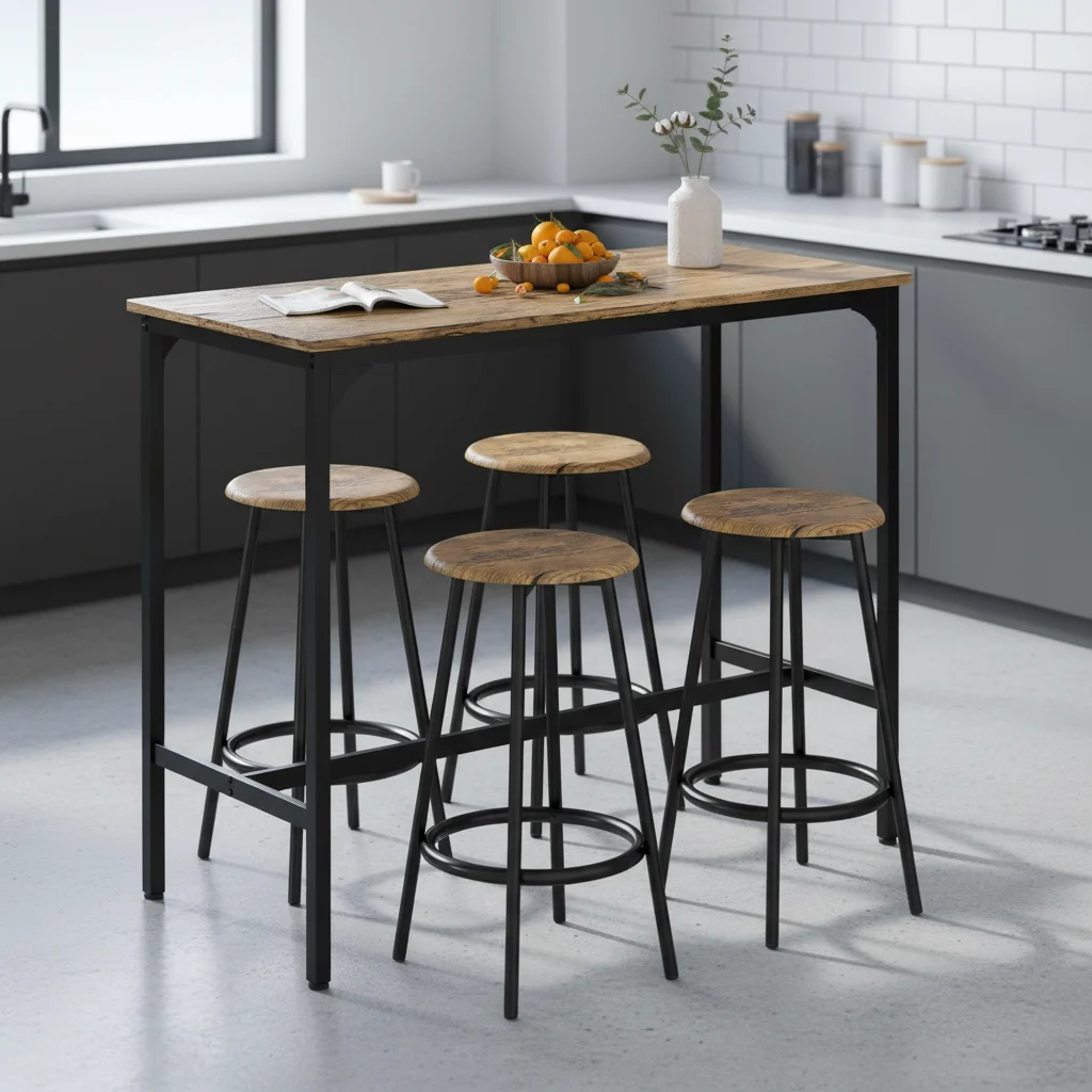 Conjunto HOMCOM de mesa alta de cozinha com 4 bancos